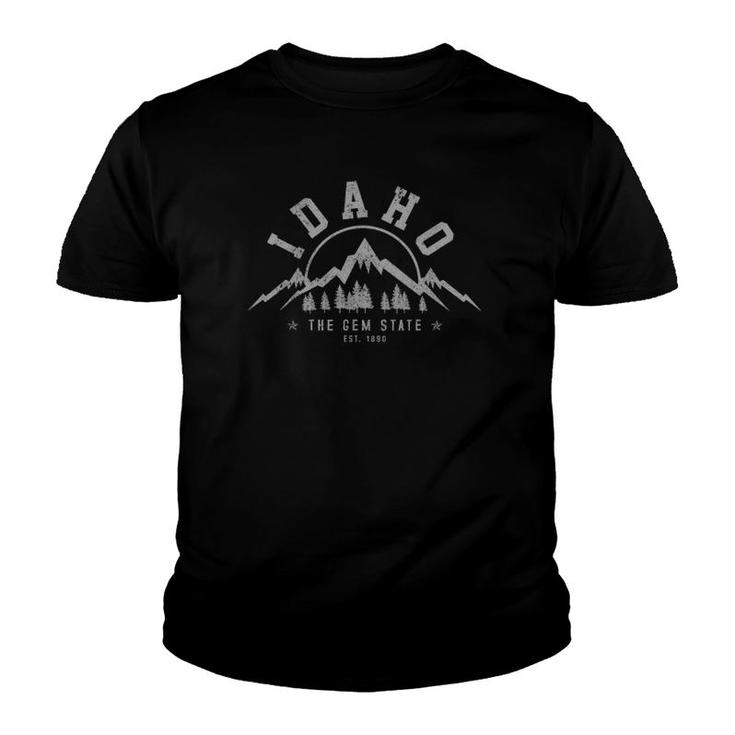 Idaho - The Gem State Est 1890 Vintage Mountains Gift Youth T-shirt