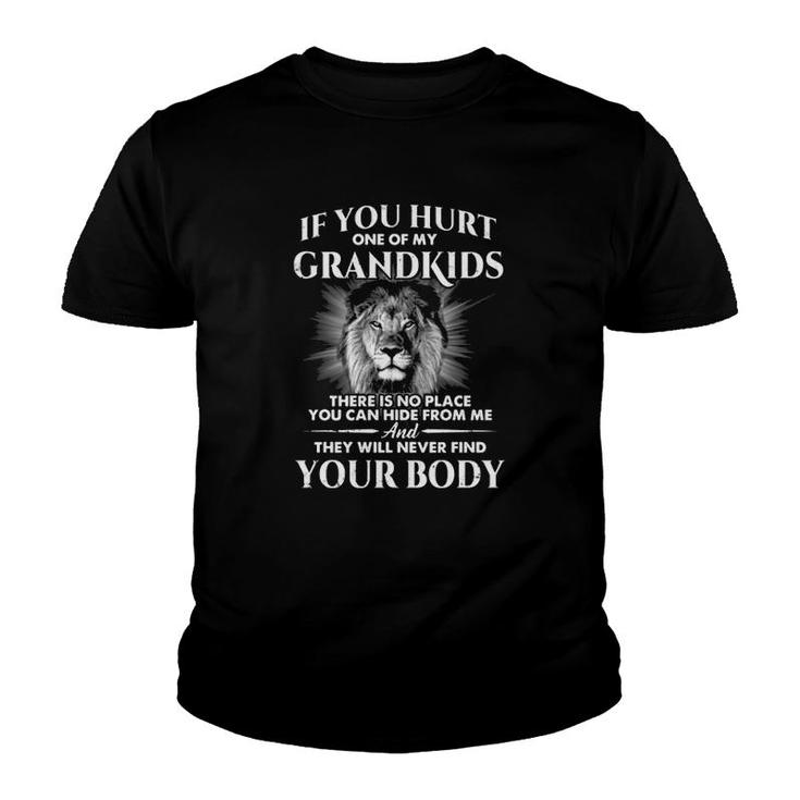 If You Hurt My Grandkids Vintage Lion Face Grandparents Youth T-shirt