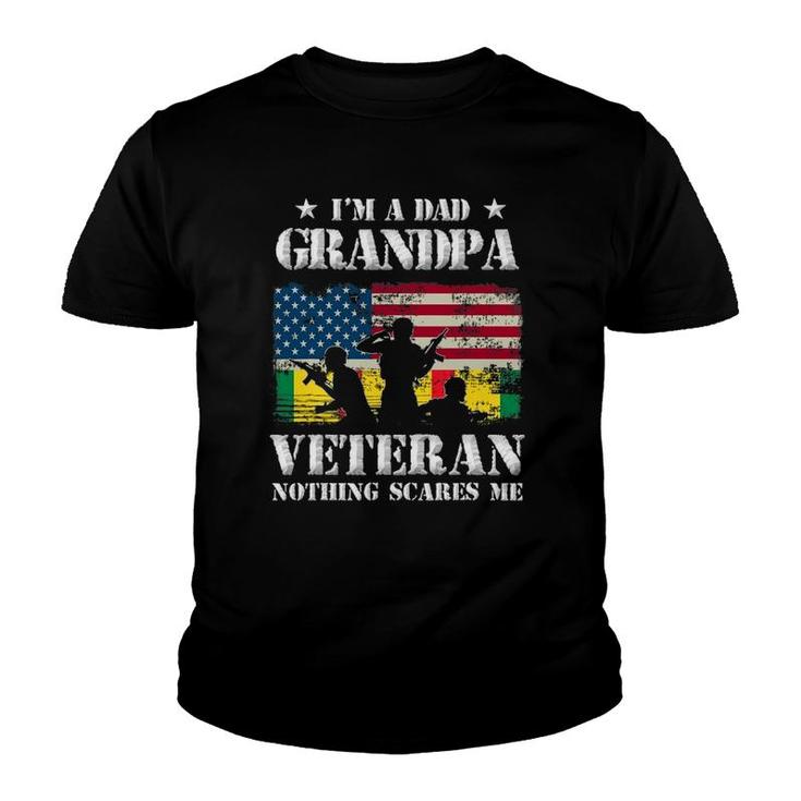 I'm A Dad Grandpa Veteran Nothing Scares Me Flag Gift Youth T-shirt