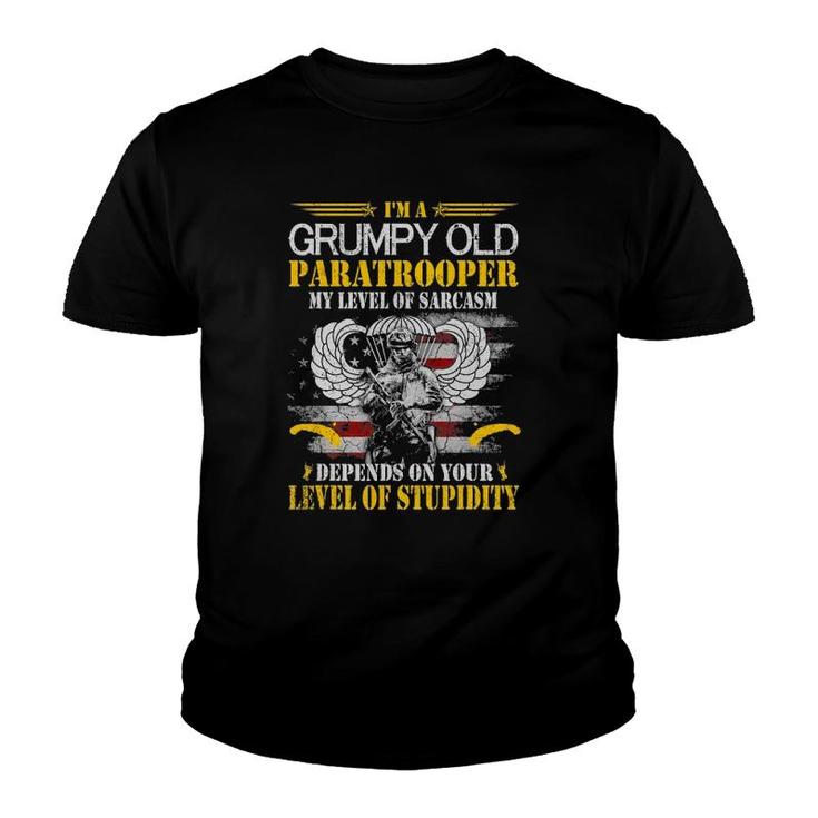 I'm A Grumpy Old Paratrooper Flag T, Veterans Day Gift Youth T-shirt