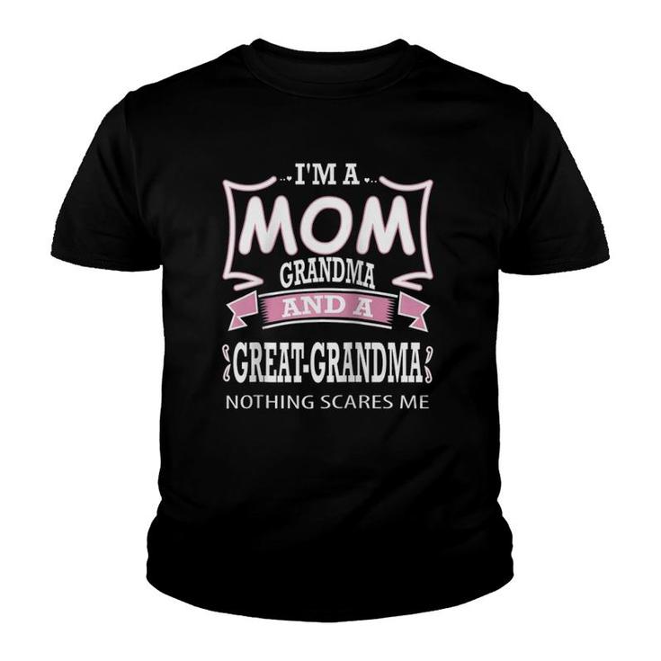 I'm A Mom Grandma And A Great Grandma Nothing Scares Me Raglan Baseball Tee Youth T-shirt