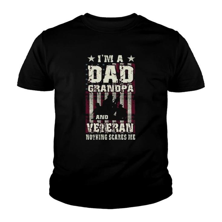 I'm Dad Grandpa & Veteran Flag Soldiers Vintage Men Gift Youth T-shirt
