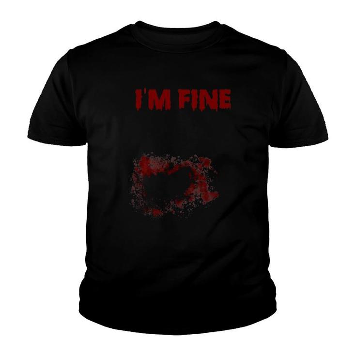 I'm Fine Bloody Zombie Bite Scary Halloween Costume Youth T-shirt