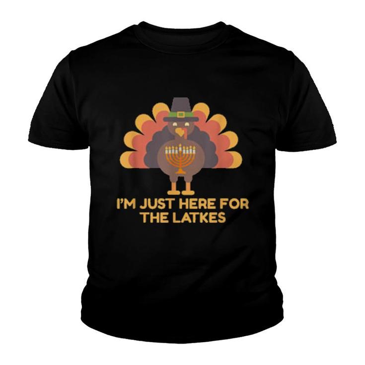 I'm Just Here For The Latkes Hanukkah Thanksgiving Turkey  Youth T-shirt