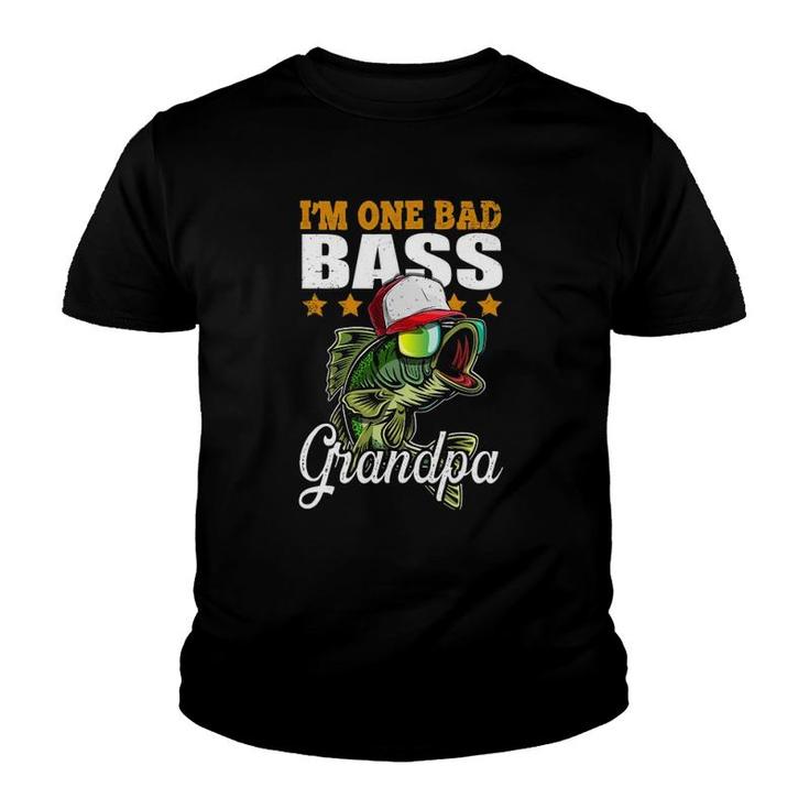 I'm One Bad Bass Grandpa Bass Fishing Father's Day Gift Youth T-shirt