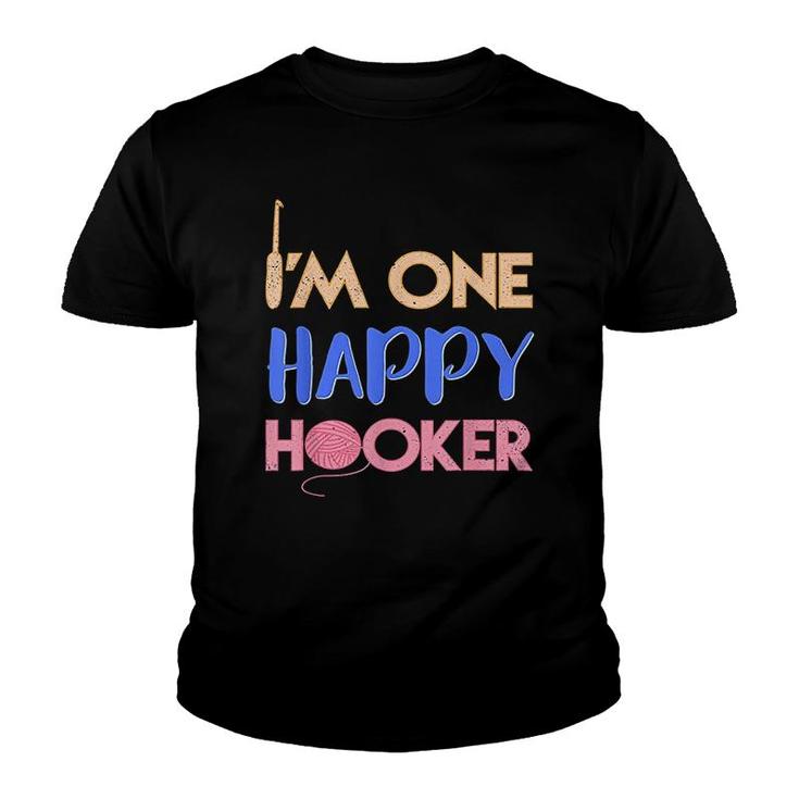 Im One Happy Hooker Funny Crochet Youth T-shirt