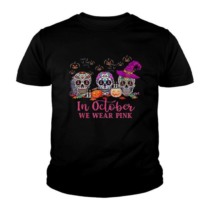 In October We Wear Pink Skull Youth T-shirt
