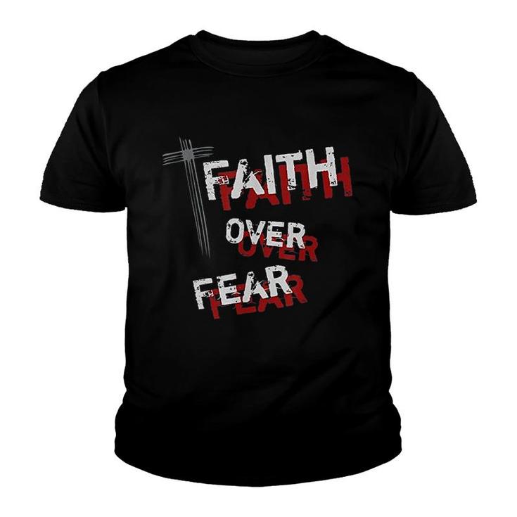 Inspirational Christian Cross Faith Over Fear Youth T-shirt