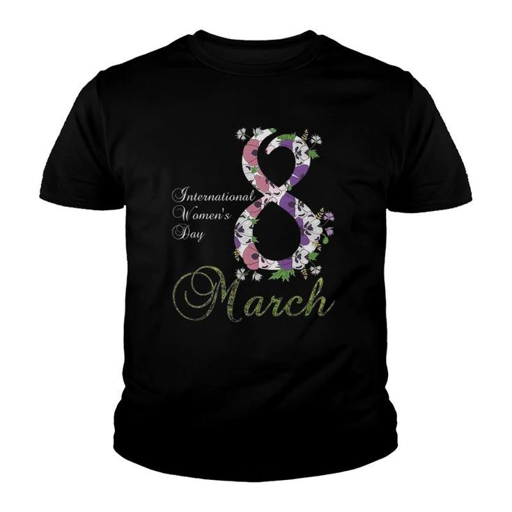 International Women's Day Tee Pansy Flower March 8Th 2022 Ver2 Youth T-shirt