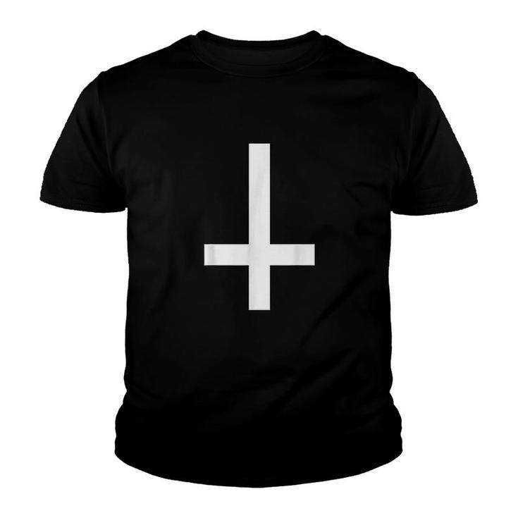 Inverted Cross Upside Down Cross Youth T-shirt