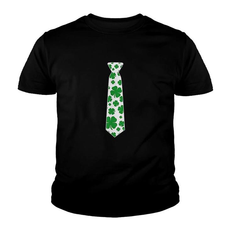 Irish Shamrock Clover Tie  Kids Adult St Patricks Day Youth T-shirt