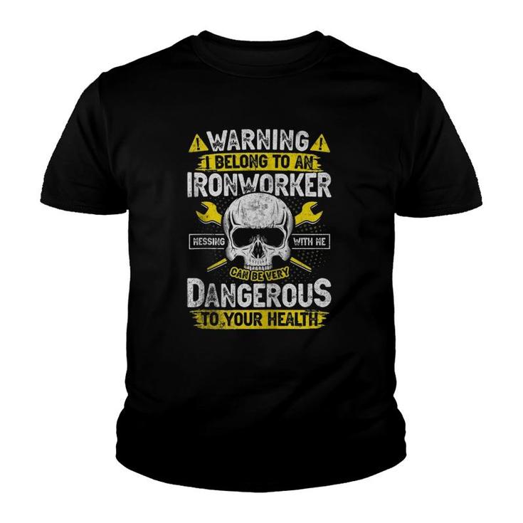 Ironworkers Wife Funny Vintage Skull Novelty Gag Zip Youth T-shirt