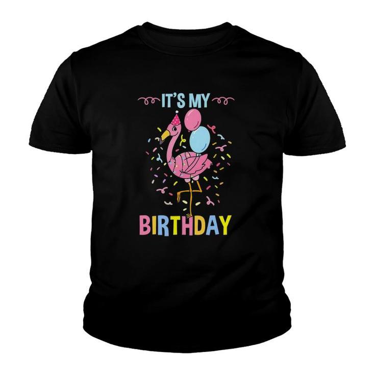 It's My Birthday Pink Flamingo Youth T-shirt