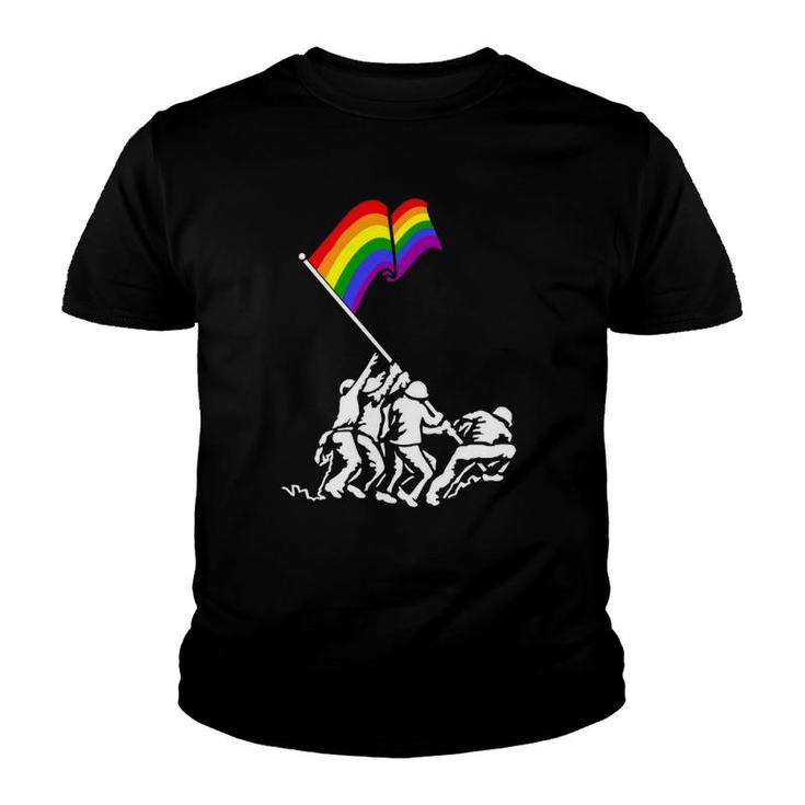 Iwo Jima Pride Flag Gift Lgbt Rights For Military Soldiers Youth T-shirt