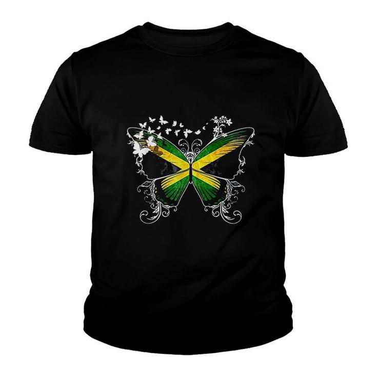 Jamaica Flag Butterfly Youth T-shirt