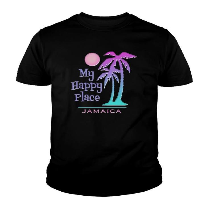 Jamaica Souvenir Palm Tree Happy Beach Youth T-shirt