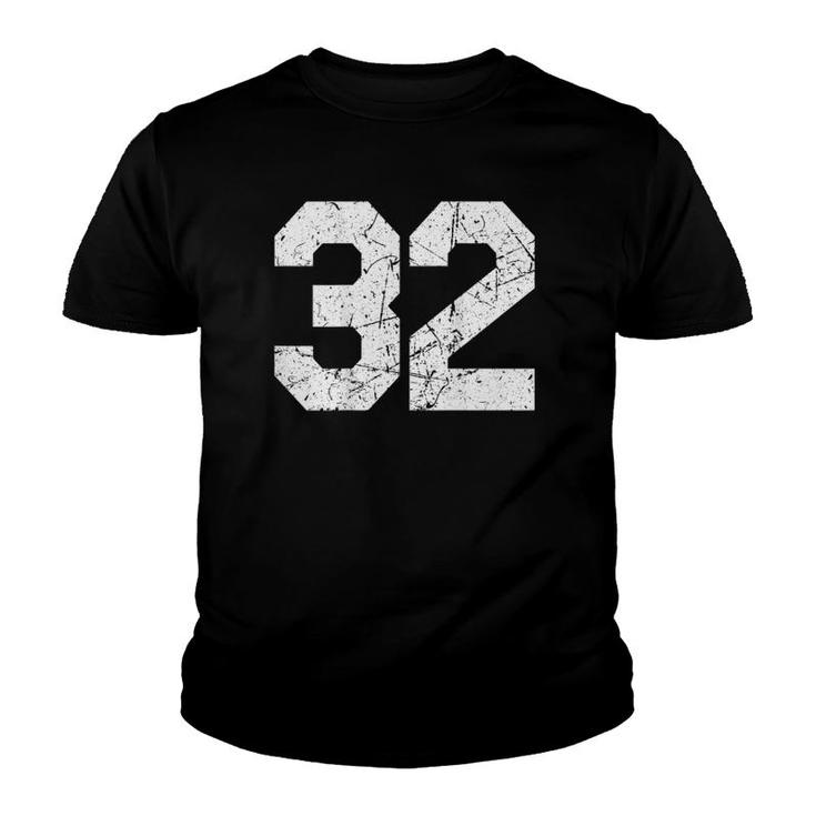 Jersey Uniform Number 32 Athletic Style Sports Back Graphic Youth T-shirt