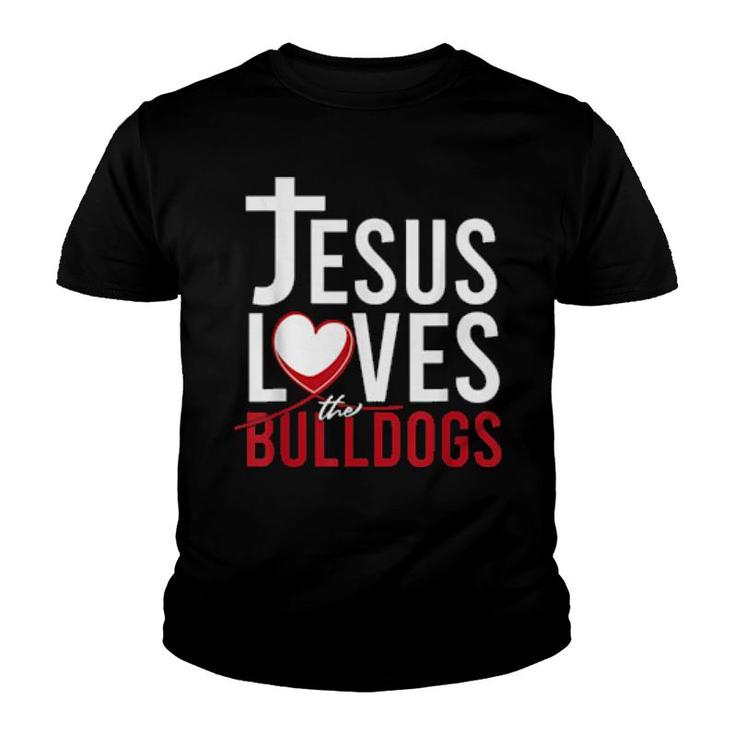 Jesus Loves The Bulldogs Dog Christian Prayers  Youth T-shirt