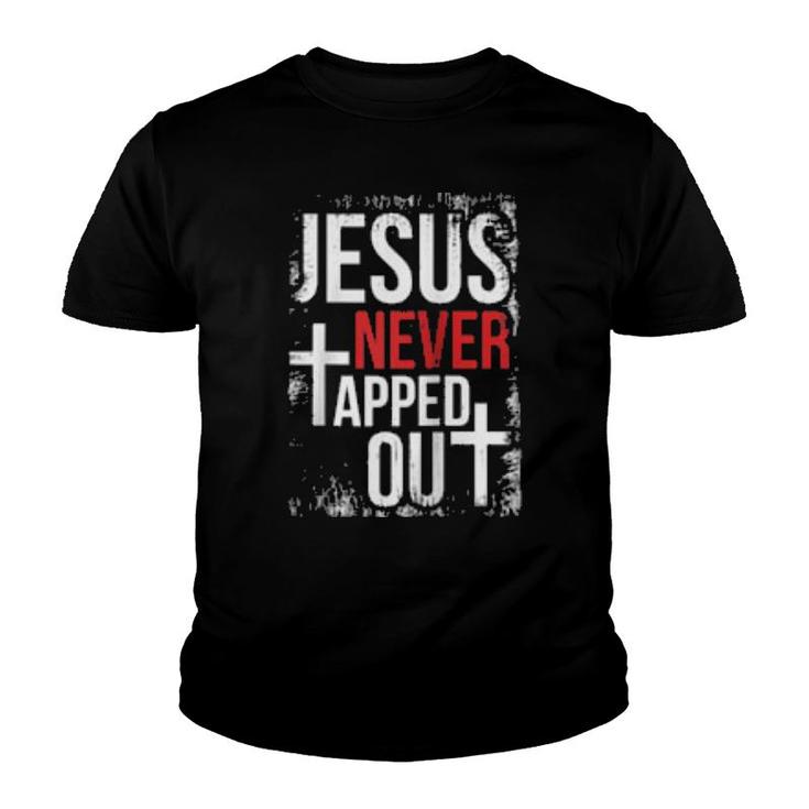 Jesus Never Tapped Out Christian Wrestling Faith Christian  Youth T-shirt