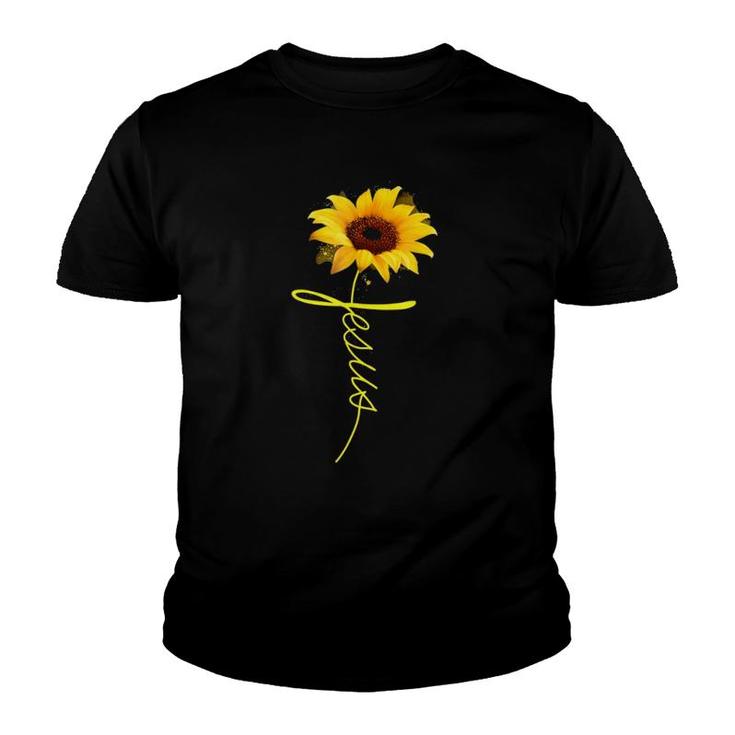 Jesus Sunflower Christian Gift Youth T-shirt