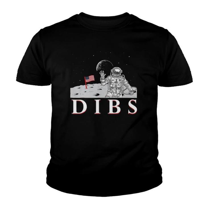 July 4Th Dibs Usa Flag On Moon Astronaut Space Youth T-shirt