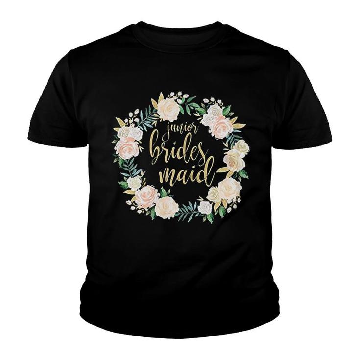 Junior Bridesmaid Blush Floral Wreath Youth T-shirt