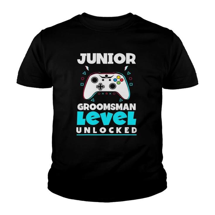 Junior Groomsman Level Unlocked Gaming Party Awesome Cute Youth T-shirt
