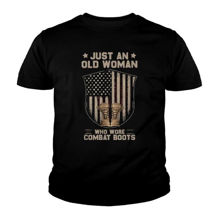 Just An Old Who Wore Combat Boots Usa Flag Vintage  Youth T-shirt