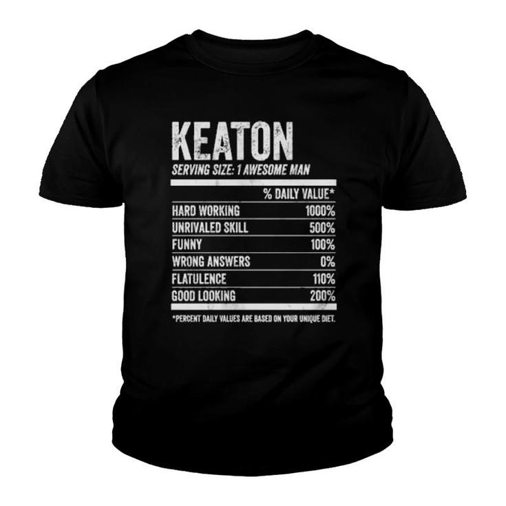 Keaton Nutrition Personalized Name  Name Facts  Youth T-shirt