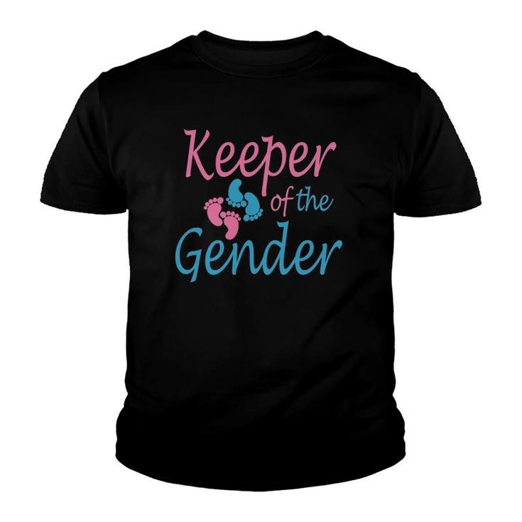 Keeper Of The Gender Reveal White - Baby Announcement Idea Youth T-shirt