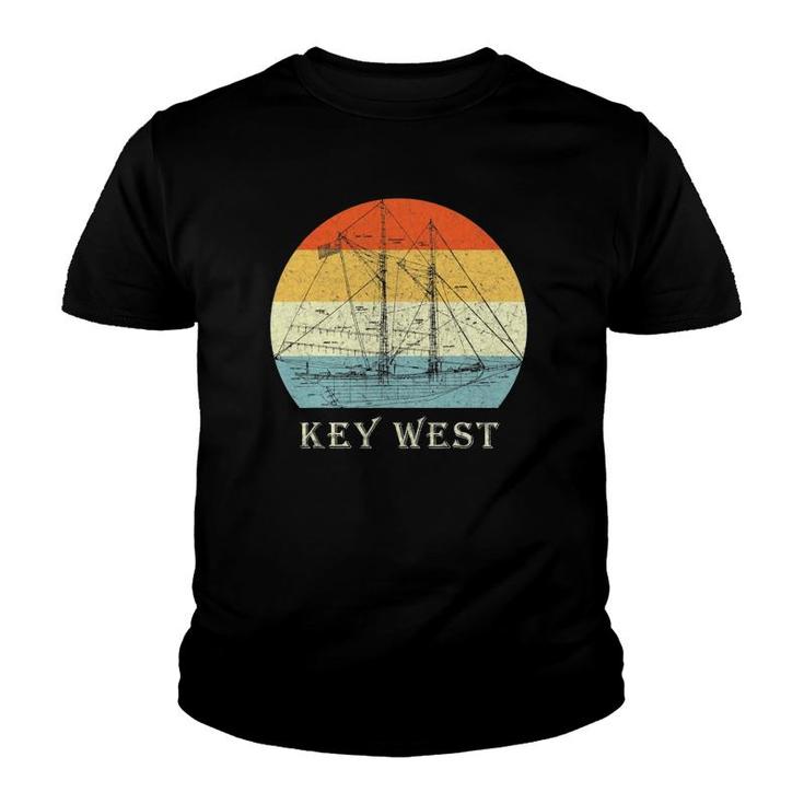 Key West, Florida Vintage Retro Sailboat Sailing Vacation Youth T-shirt