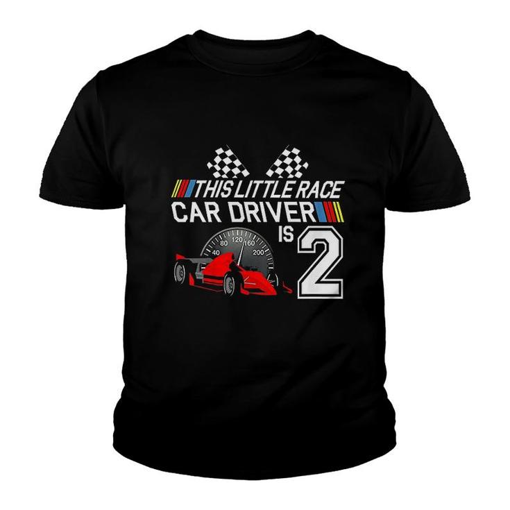 Kids 2 Year Old Race Car Birthday 2nd Racing Party Gift Cute Youth T-shirt