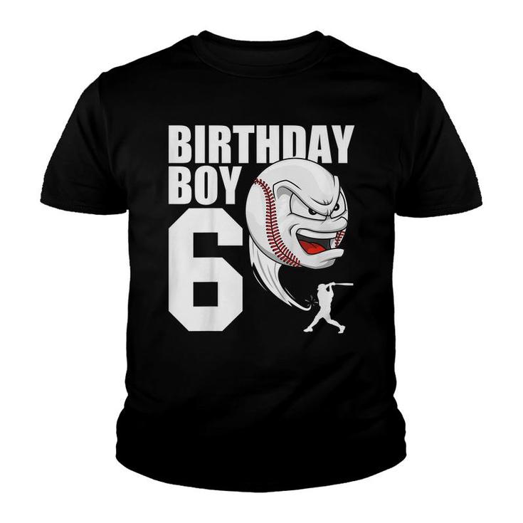Kids 6 Year Old Baseball Birthday Party Theme 6Th Gift For Boy  Youth T-shirt