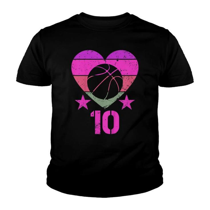 Kids Basketball Birthday 10 Year Old Boy Girl Tenth 10Th Birthday  Youth T-shirt