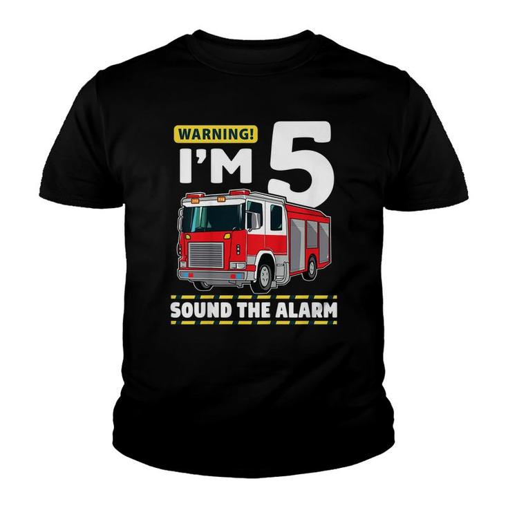 Kids Fire Truck 5 Year Old Firefighter 5Th Birthday Boy Five  Youth T-shirt