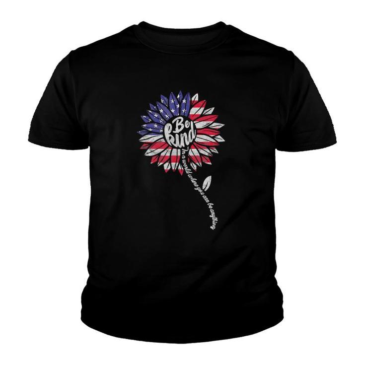 Kindness Sunflower Flag 4Th July Patriotic Flower Plus Size Youth T-shirt
