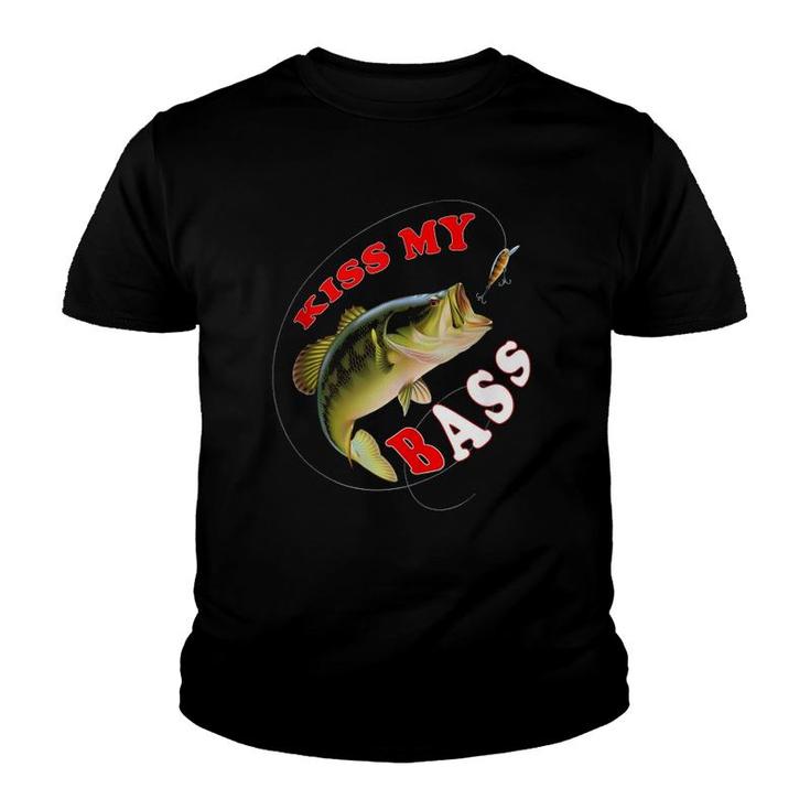 Kiss My Bass Funny Fishing Apparel Youth T-shirt