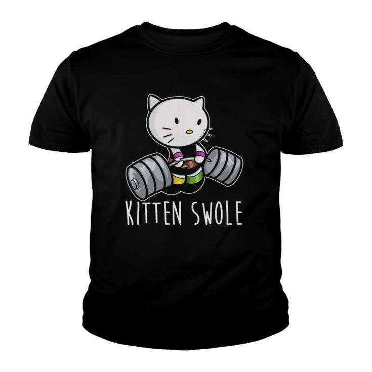 Kitten Swole Cat Powerlifting Weightlifting Gym Training Youth T-shirt