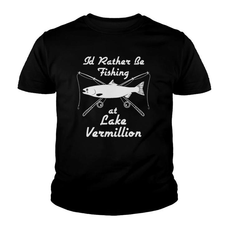 Lake Vermilion Fish Funny Rod Reel Fish Youth T-shirt