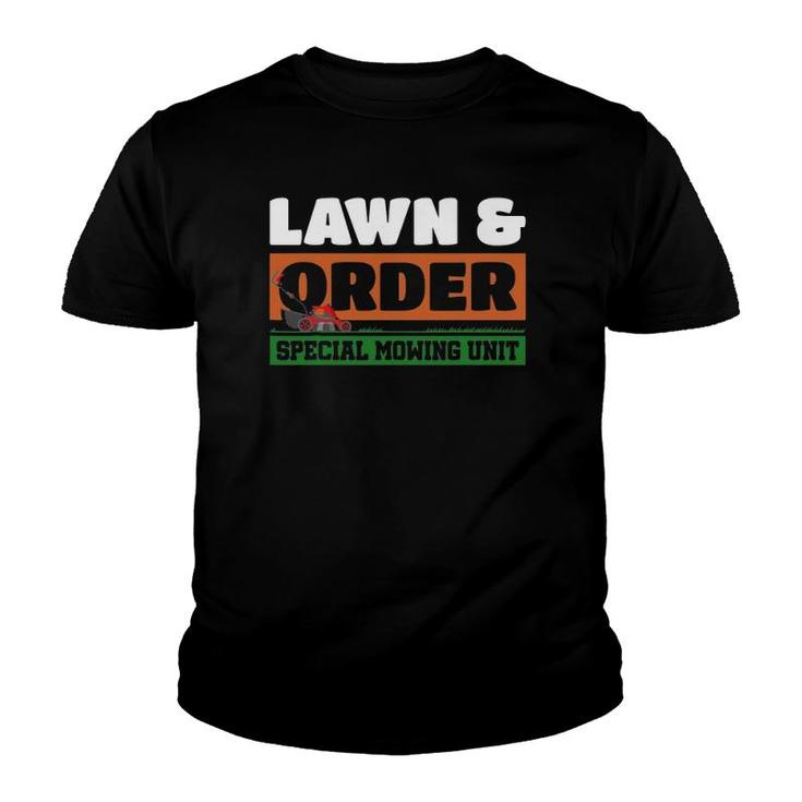 Lawn And Order Special Mowing Unit Humor Parody Lawnmower Youth T-shirt