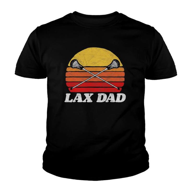 Lax Dad Vintage X Crossed Lacrosse Sticks 80S Sunset Retro Youth T-shirt