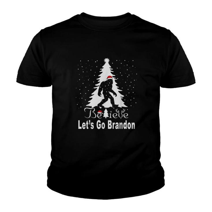 Let’S Go Brandon Christmas Bigfoot Believe Let’S Go Brandon  Youth T-shirt