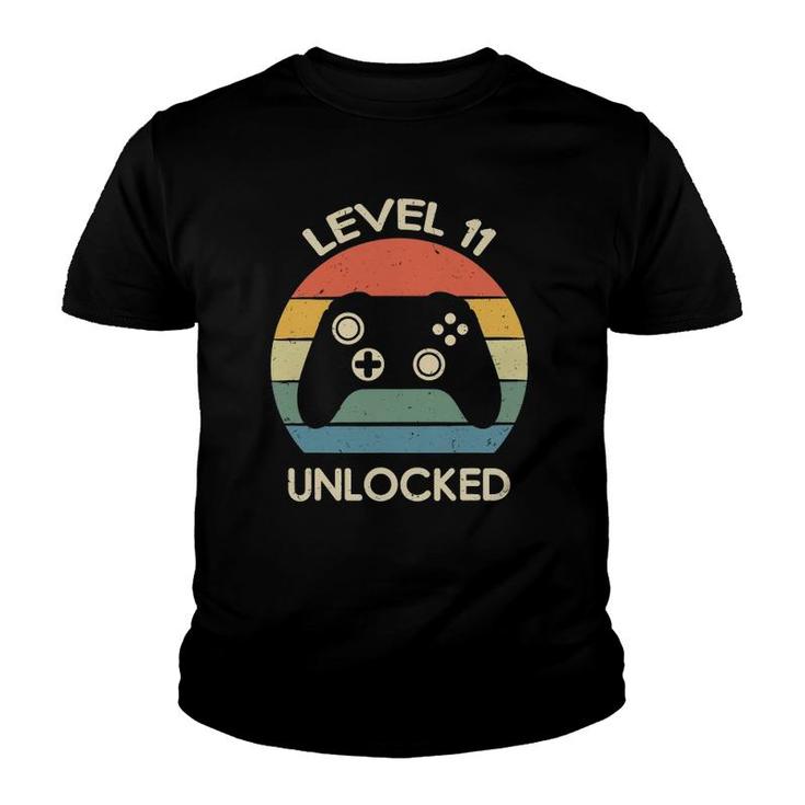 Level 11 Unlocked 11Th Gaming Birthday Controller Gamer Gift Youth T-shirt