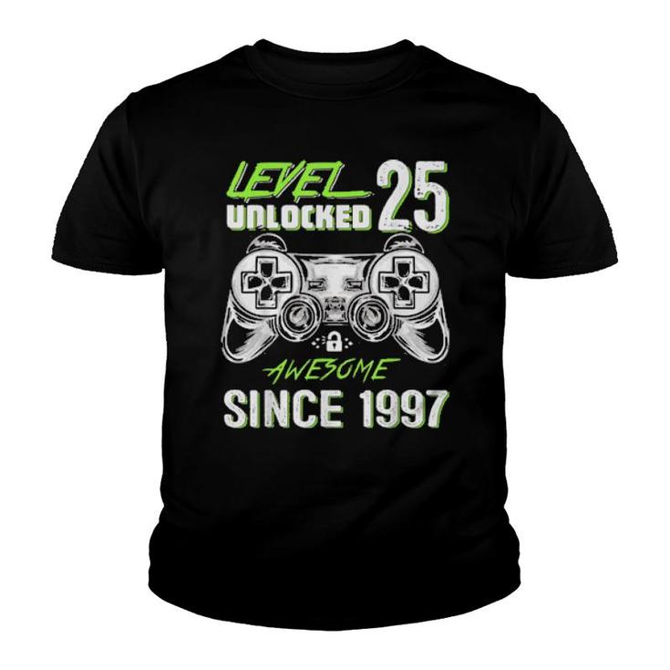 Level 25 Unlocked Video Gamer 25 Years Old 25 Birthday  Youth T-shirt