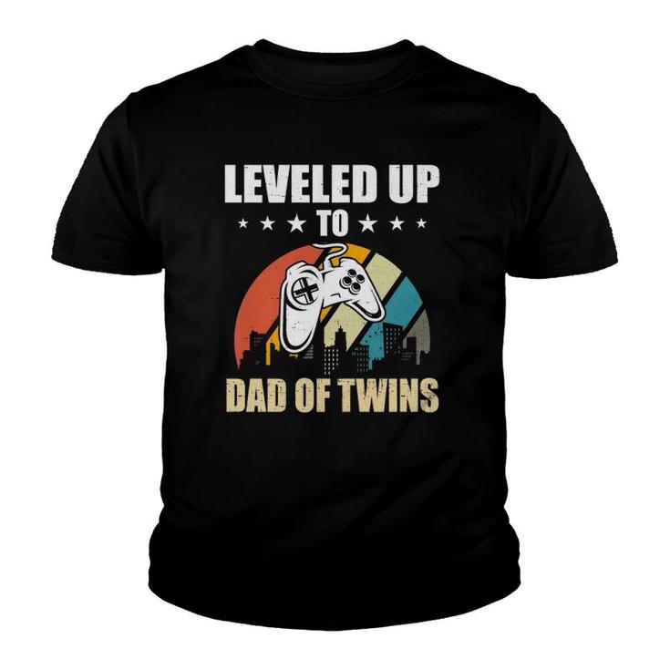 Leveled Up To Dad Of Twins Video Gamer Gaming  Youth T-shirt