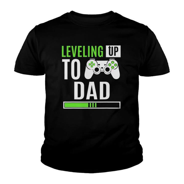 Leveling Up To Dad Gaming Baby Gender Reveal Announcement Youth T-shirt
