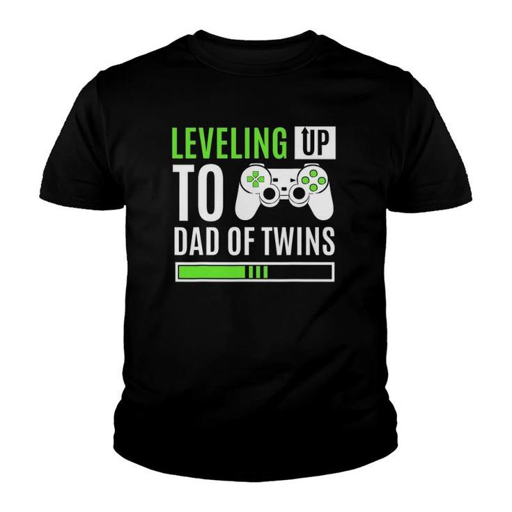 Leveling Up To Dad Of Twins Gaming Gender Reveal Celebration Youth T-shirt