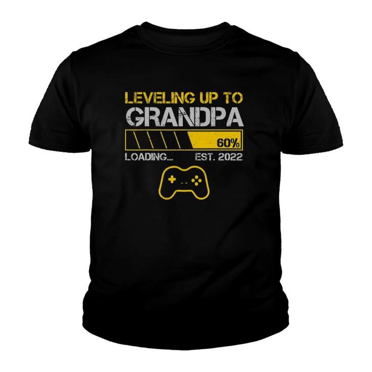 Leveling Up To Grandpa Est 2022 Loading Gaming Family Youth T-shirt