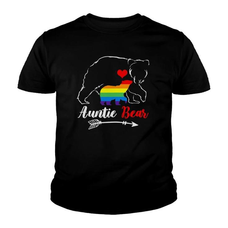 Lgbt Auntie Bear Aunt Gay Pride Proud Mom Mother's Day Youth T-shirt