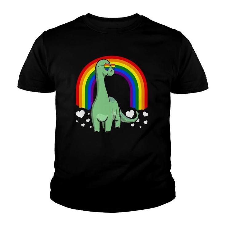 Lgbt Dinosaur Gay Pride Rainbow Brachiosaurus Lgbtq Cute Youth T-shirt
